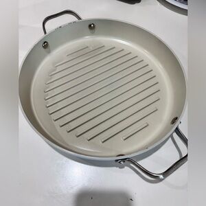 GreenPan Light Blue/White Ceramic Grill Pan with Stainless Handles